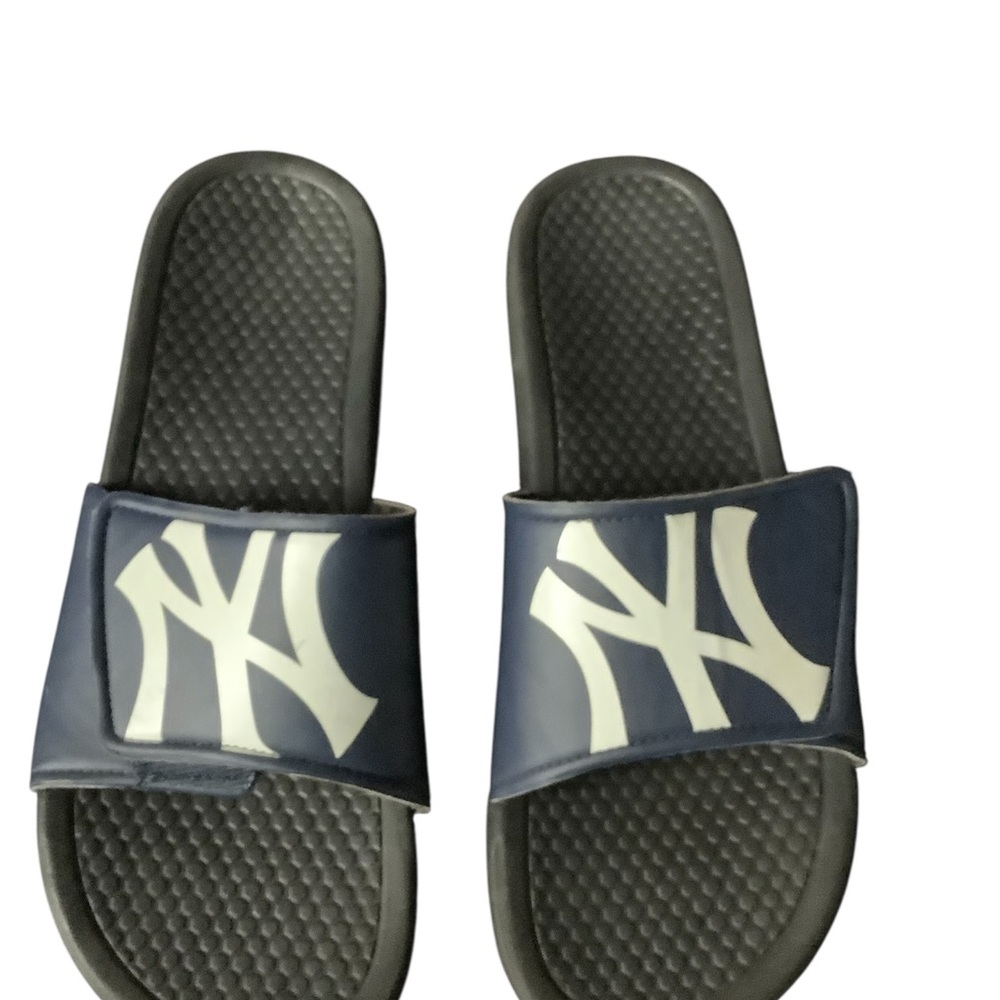 New York Yankee Navy and White Slide Sandals